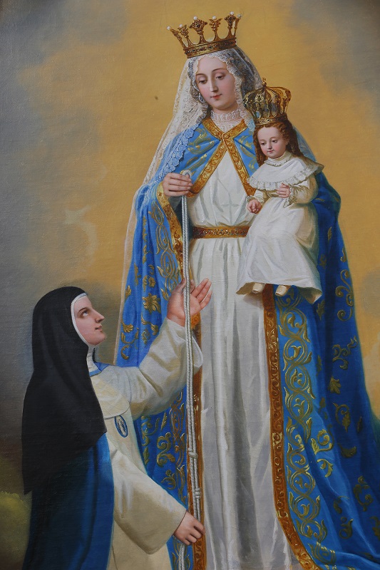 Sor mariana de Jesus Torres mide la altura de Ntra Sra - Real Convento de la Inmaculada Concepcion - Quito, Ecuador